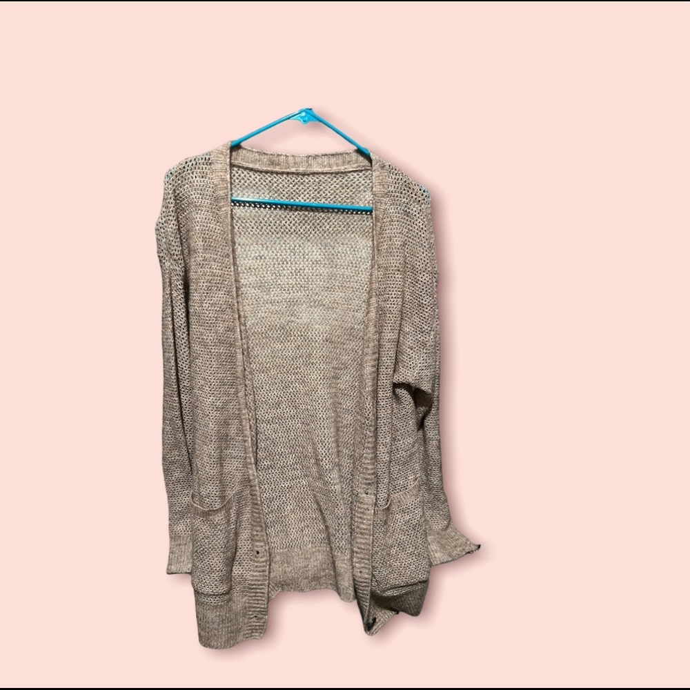 Brown Knit Long Cardigan